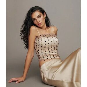 reformation amber top in champagne - size 4